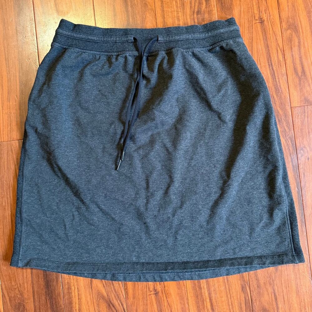 Lululemon Start Anew Skirt 10 Cotton Heathered Black Drawstring High Rise W8A69S
